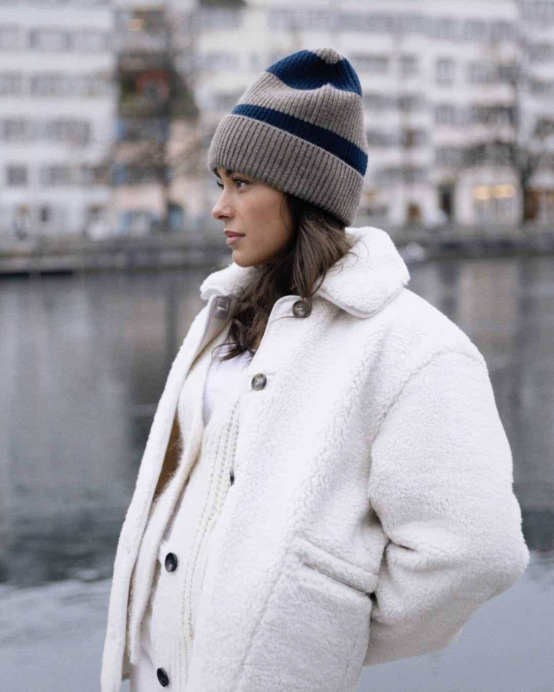 AMI Mütze aus Kaschmir mit Streifen - LOVEM - mütze