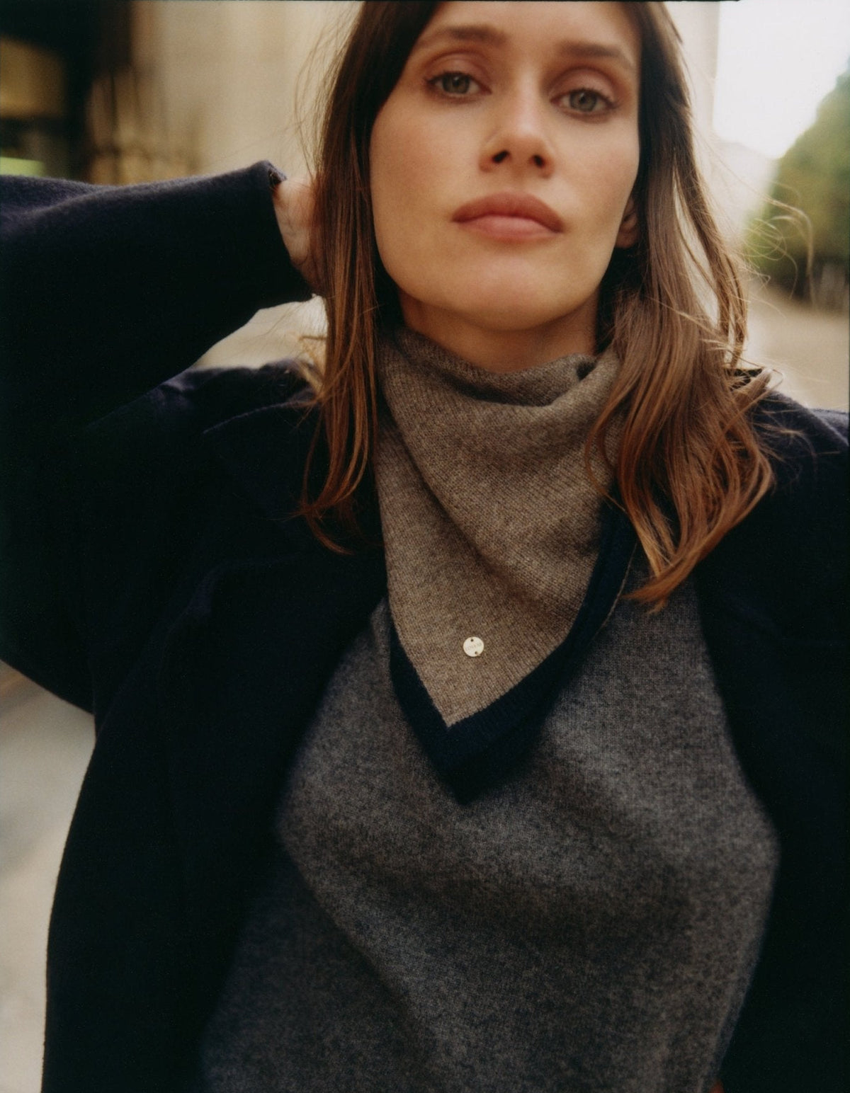 Mini Scarf - taupe / blau - LOVEM - Cashmere > Mini Scarf