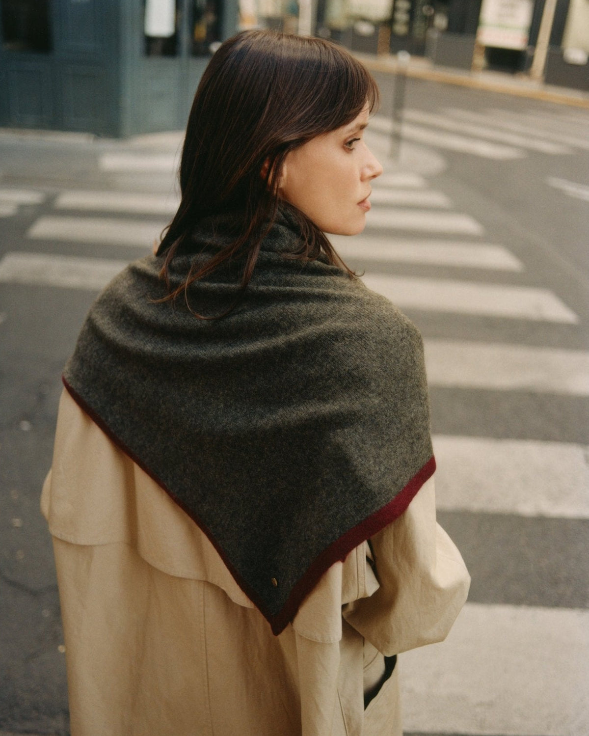 LOLA Stola aus Kaschmir - dunkelgrün / dunkelrot - LOVEM - Cashmere > Stola