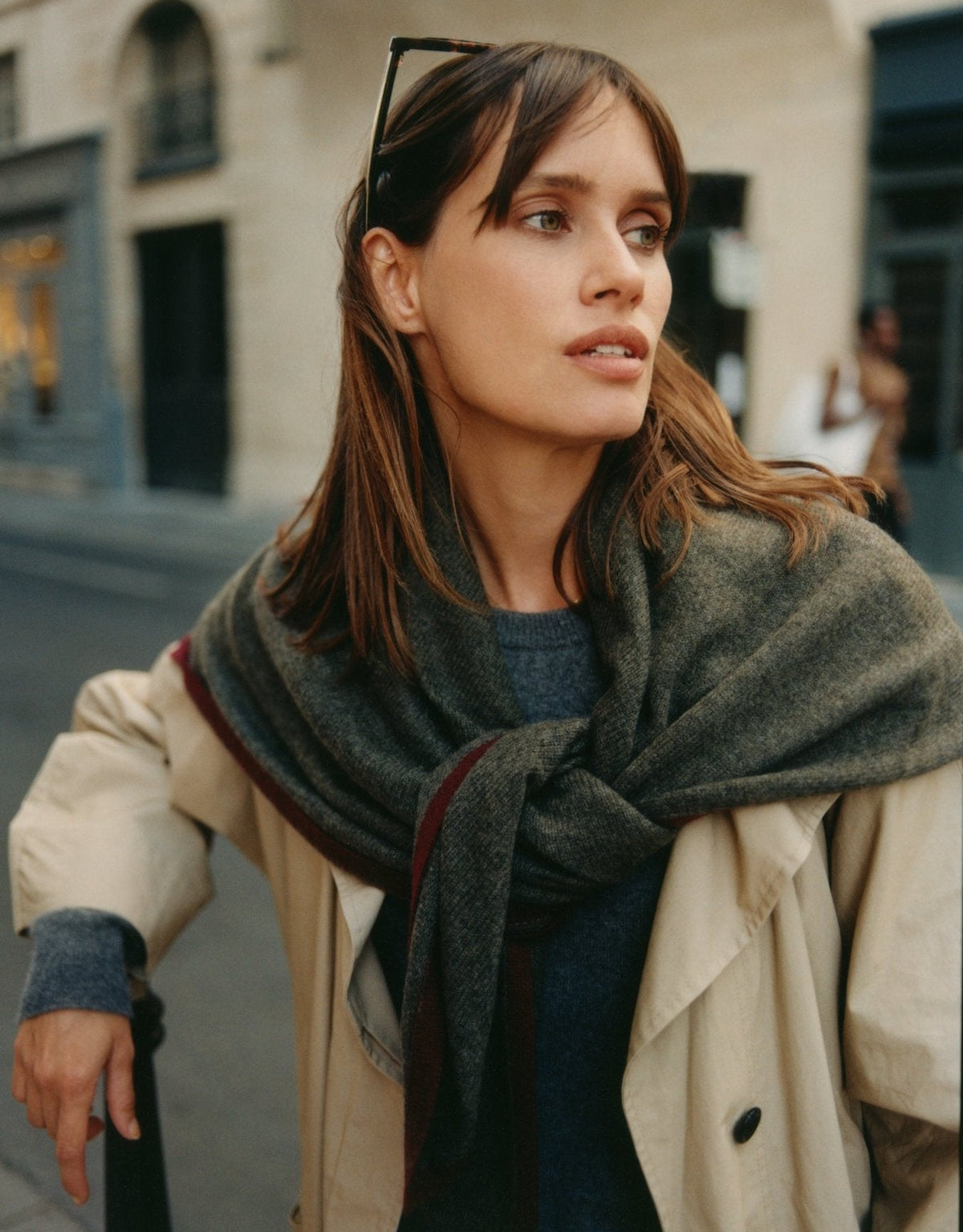LOLA Stola aus Kaschmir - dunkelgrün / dunkelrot - LOVEM - Cashmere > Stola