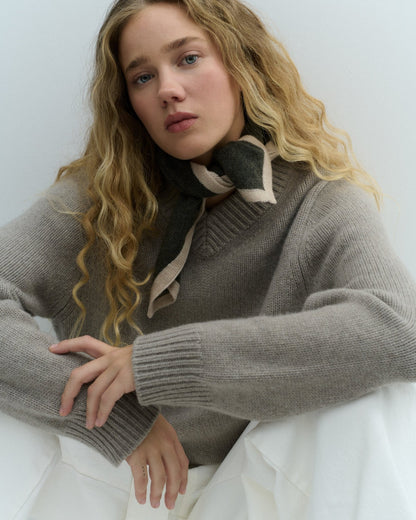 Mini Scarf - dunkelgrün / beige - LOVEM - mütze